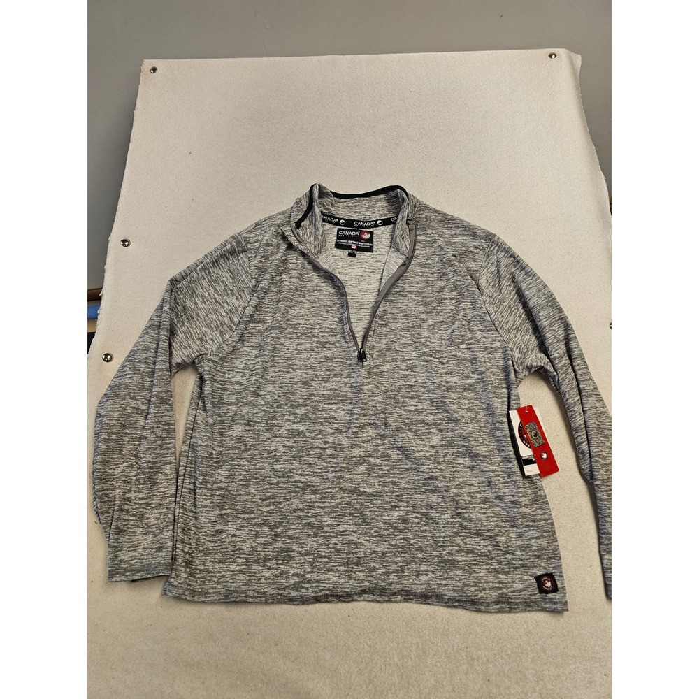 Canada Weathergear Mens XL Quarter Zip Pullover Grey Space Dye Mock Neck‎ New